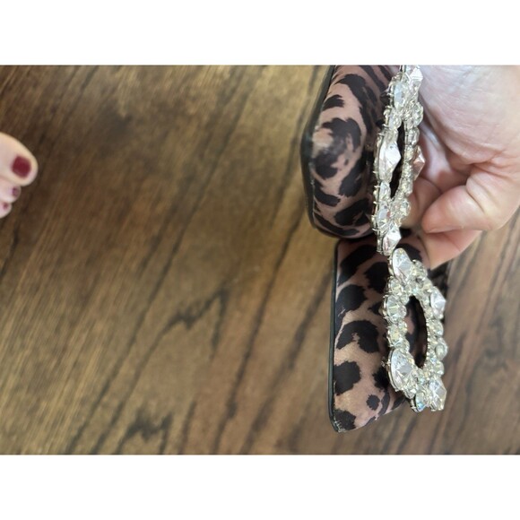 Zara EMBELLISHED ANIMAL PRINT BALLET FLATS Size 38 Rhinestone - Picture 6 of 7